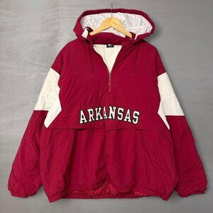 Vintage Arkansas Razorbacks 90s Starter Packable Hood Puffer 1/4 Zip Jacket XL